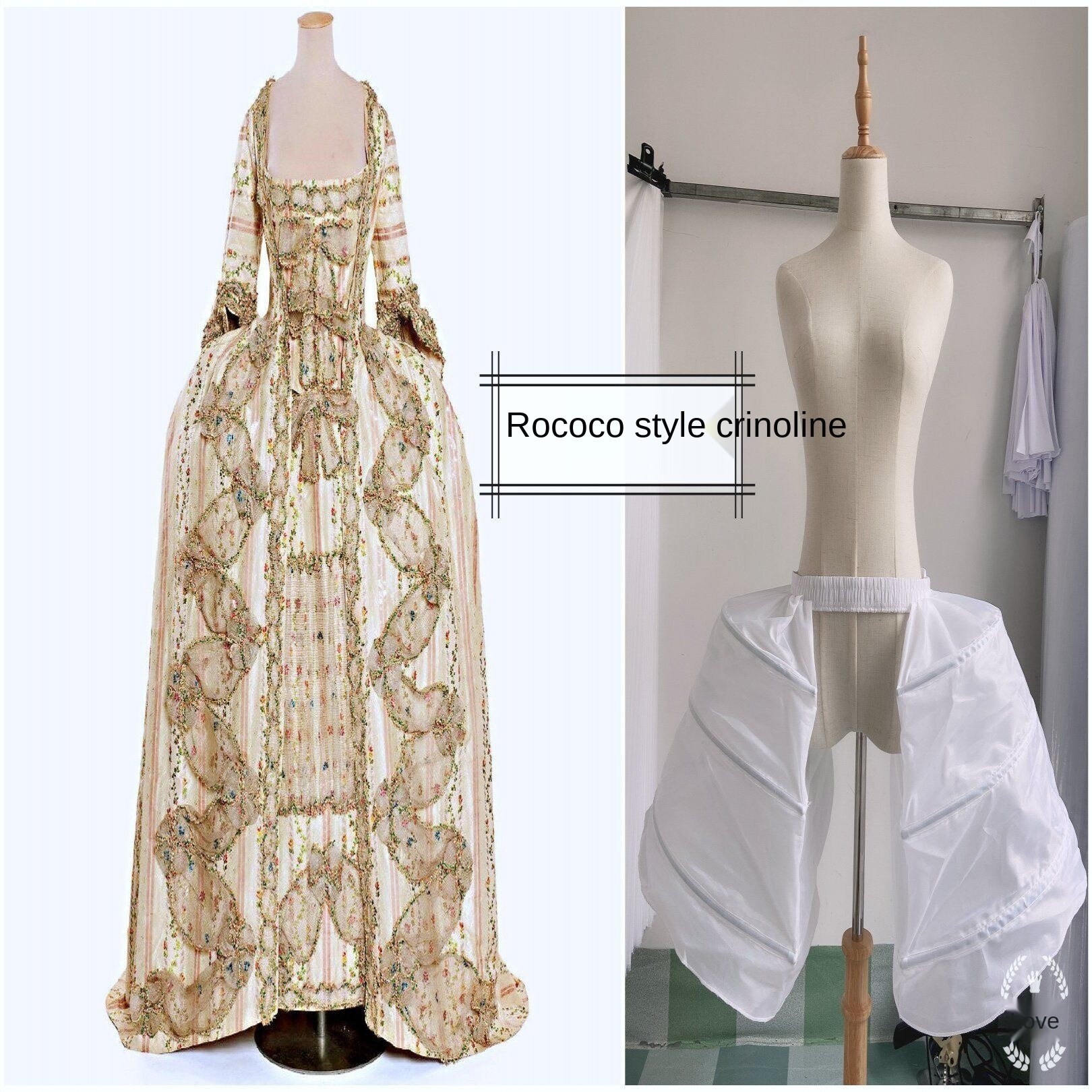 Rokoko Stil Klassische Elegante Krinoline Alte Rom mittelalterlich Oval Bankett Kurze-Länge Bilateralen Krinoline