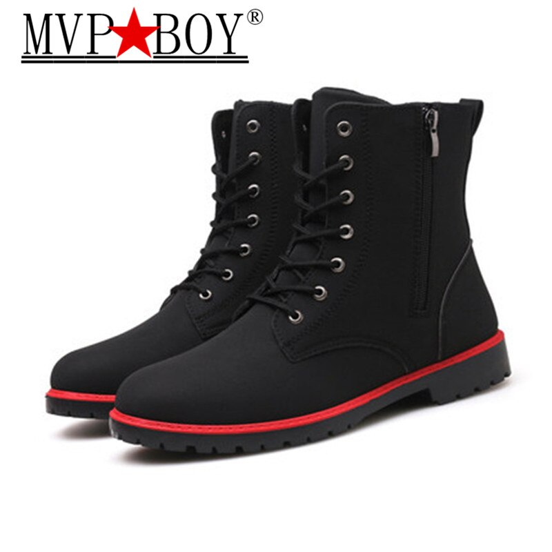 2020 inverno Caldo Scarpe Da Uomo Stivali Britannico Red High Top Mens Esercito Stivali Coreano della Chiusura Lampo degli uomini di Neve Stivali Da Cowboy stivali per Gli Uomini Nero