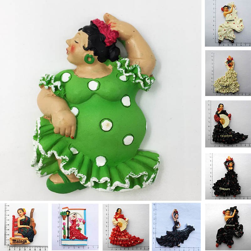 Magneet Tenerife Spanje Barcelona Toerisme Souvenirs Flamenco Danser Malaga Koelkast 3D Magnetische Stickers Ideeën