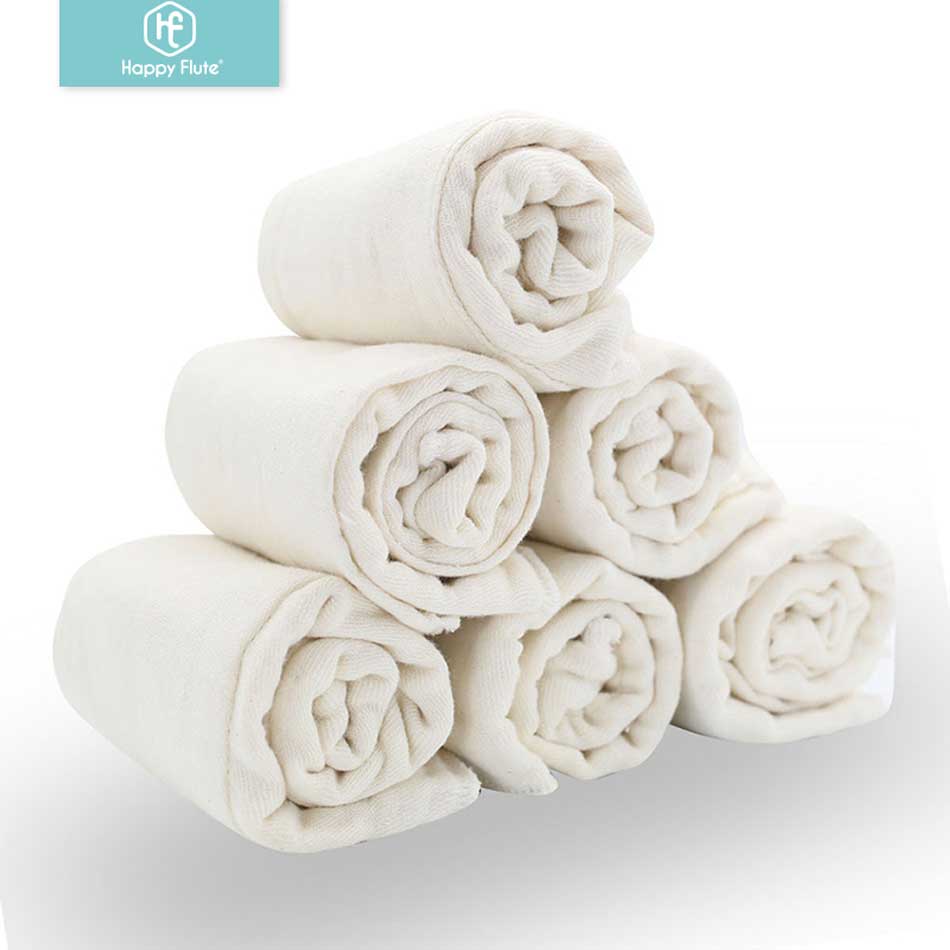 Happy Flute 6pieces/lot 100% Soft Unbleached Cotton for softness and fast absorbency baby prefold cloth diaper insert: Default Title