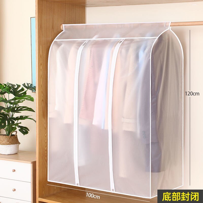 Verdikking Stofkap Voor Kleding Transparante Jas Dust Covers Jas Jurk Kledingstuk Cover Rits Kleding Case Closet Organizer: H120 W100 D50