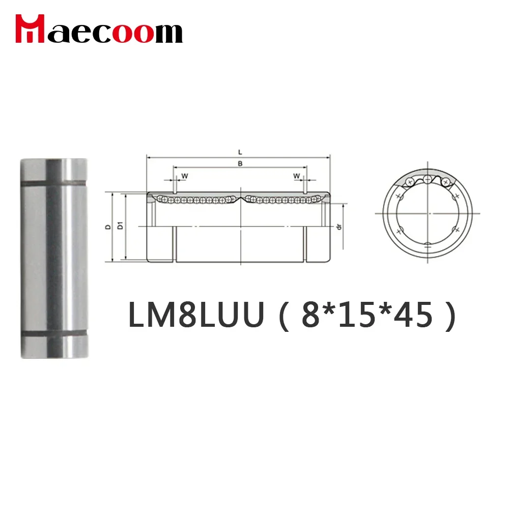 2 stuks Lineaire Kogellagers LM6LUU LM8LUU LM10LUU LM12LUU 6mm 8mm 10 Deel Bush Bus 3D Printers onderdelen Aluminium Accessoires
