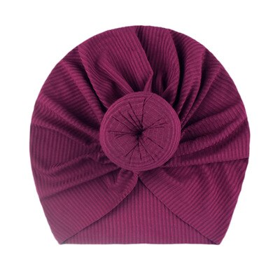 Neugeborenen Baby Stricken Hut mit Donuts Bogen Infant Krankenhaus Hut Baby Warm Beanie Bögen für Headwear Strick Headwrap Turban: Lila