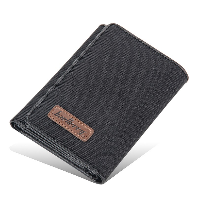 Mode Mannen Portefeuilles Canvas Card Houders Korte Mannen Purse Photo Slot Pu Leather Mannelijke Portemonnee voor Mannen: Black