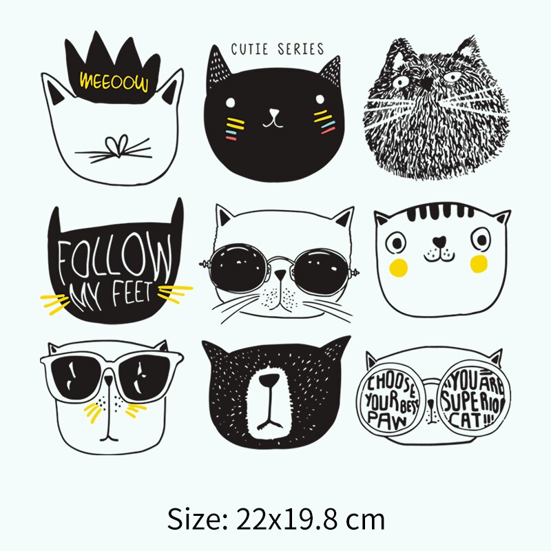 pineapple Animal Patches Cat Owls Diy Iron On Sticker Kids Clothes Iron Washable Custom Patches Heat Transfer Vinyl Sticker: 22x19.8cm