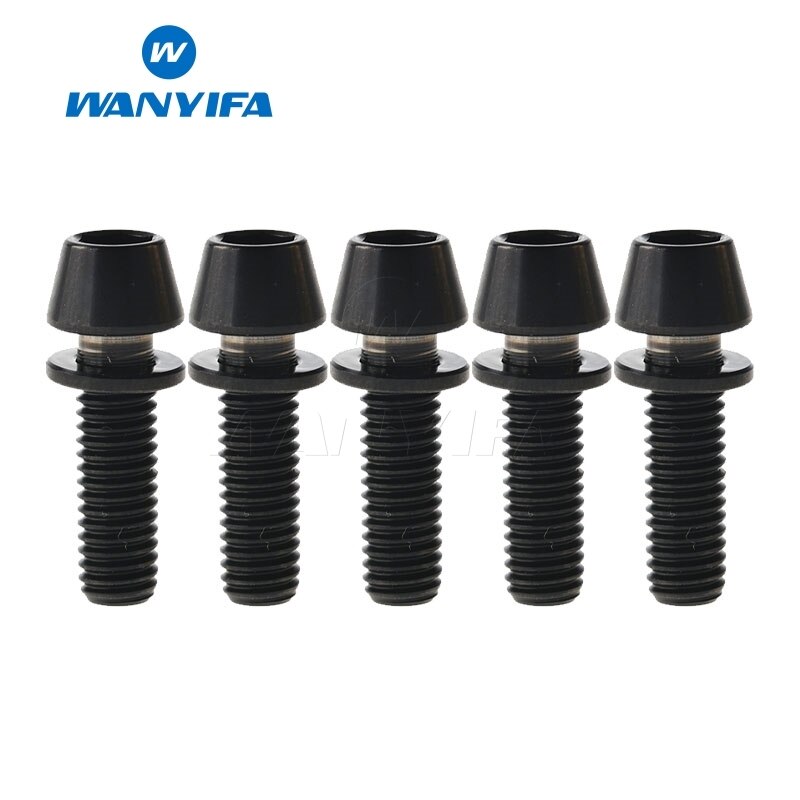 Wanyifa M5X16 18 20 Titanium Ti Taper Head Bolt Screw with Washer for Bike Part Bicycle Stem