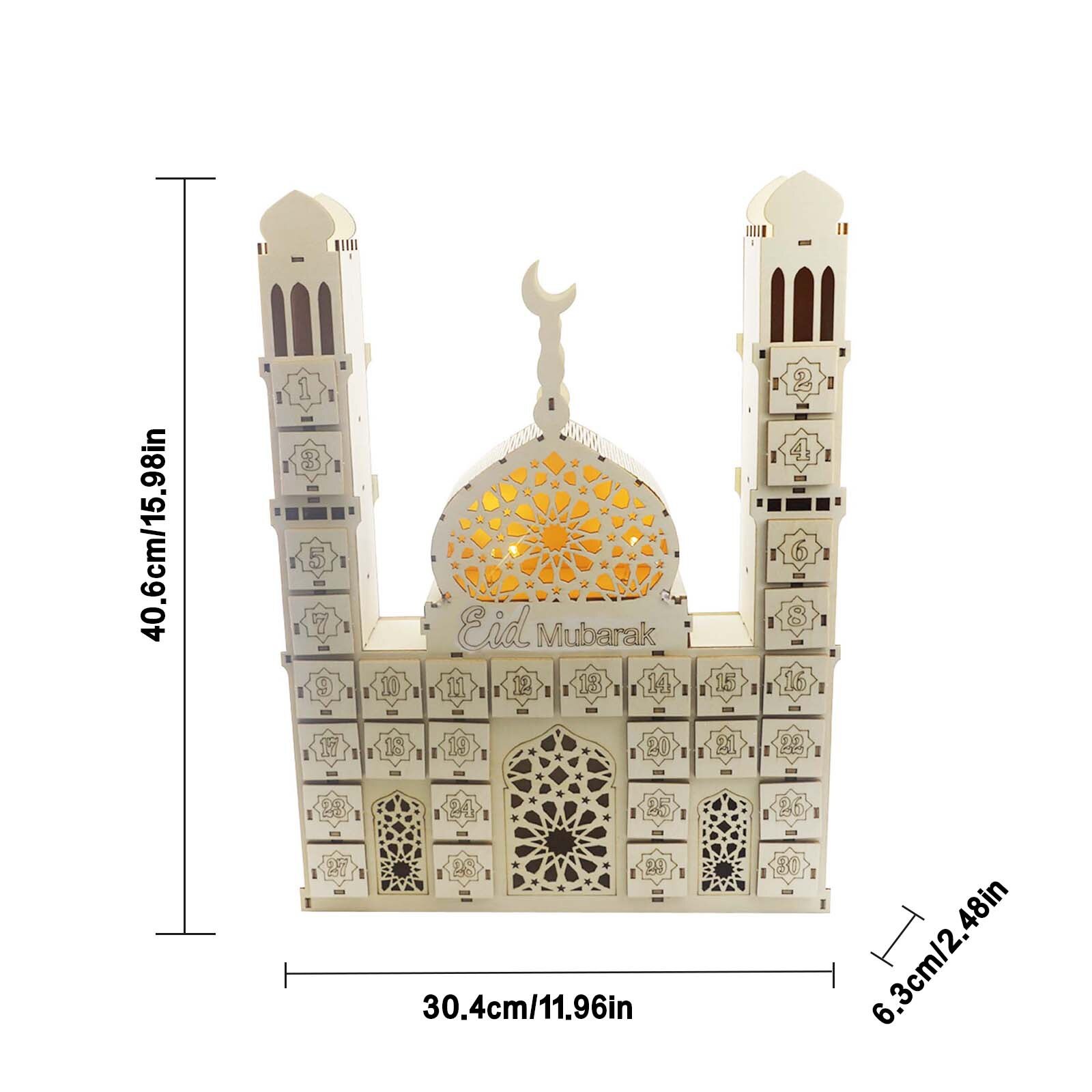 Houten Eid Mubarak Countdown Kalender Ambachten Decoraties Creatieve Diy Ladeblok Ramadan Countdown Kalender Party Decor