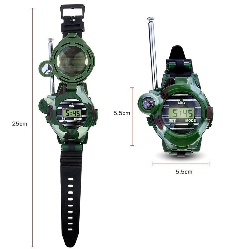 2Pcs Walkie Talkies Horloges Speelgoed Voor Kinderen 7 In 1 Camouflage 2 Way Radio Mini Walky Talky Interphone Klok kinderen Speelgoed