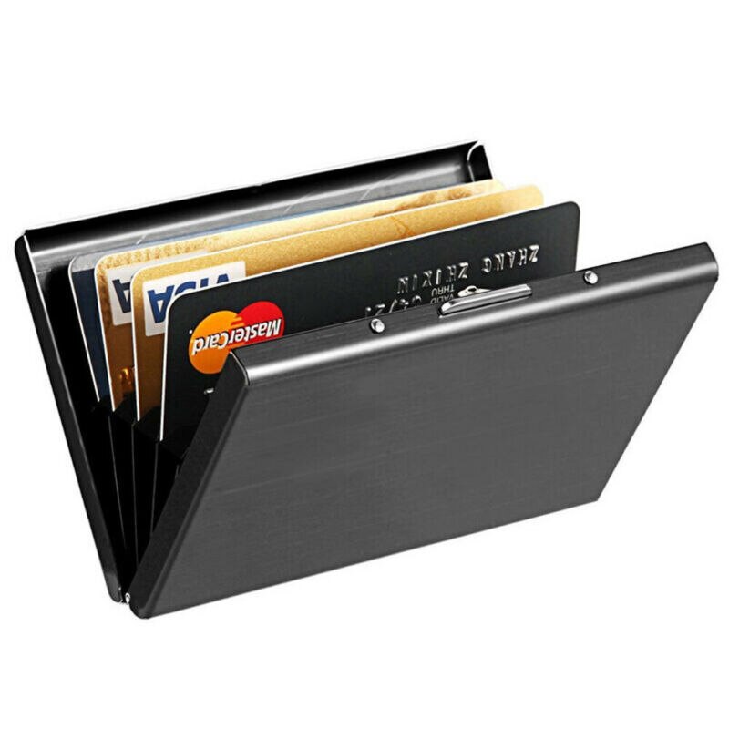 Fashionable Ultra-thin Credit Card ID Card Holder Stainless Steel RFID Stop Card Storage Folder For Mens Women