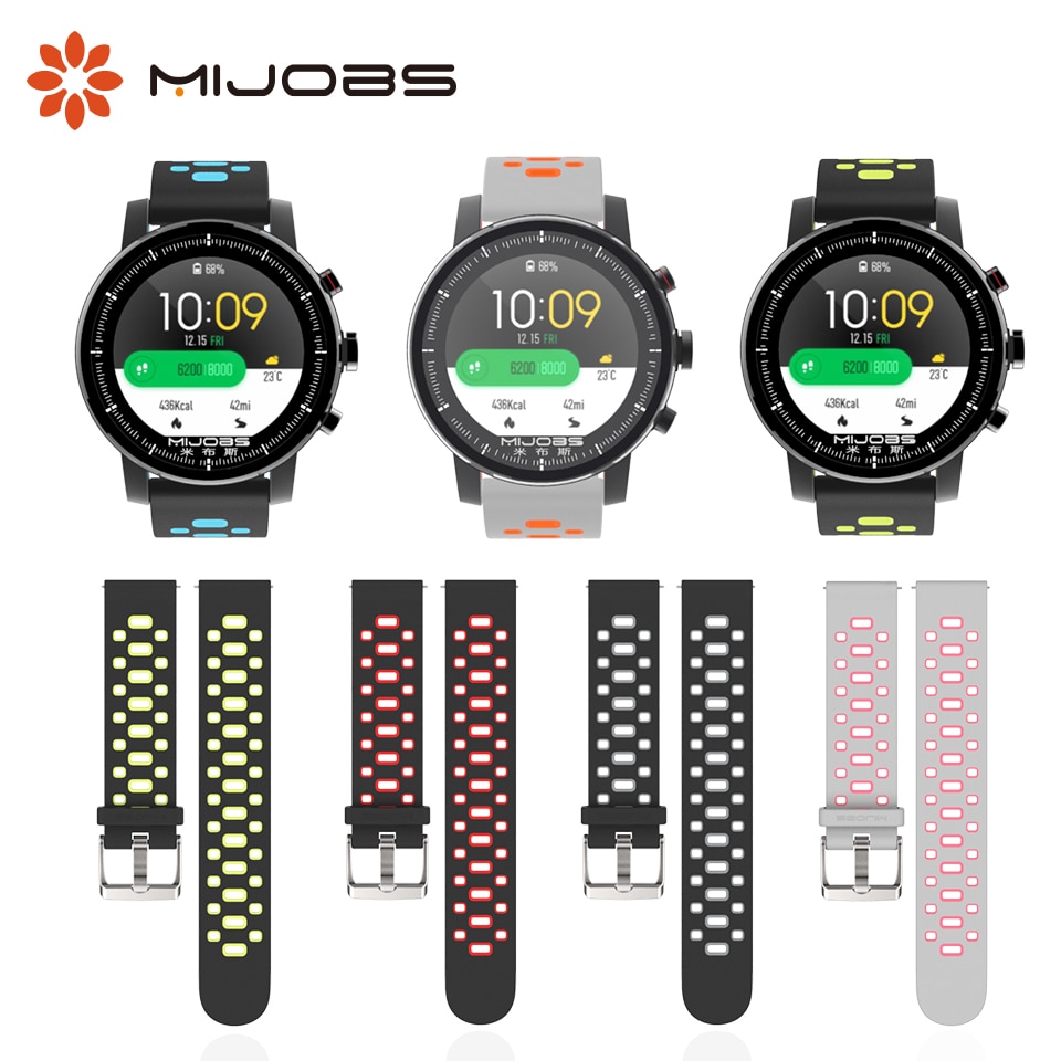 Mijobs 22mm Siliconen Polsband Armband voor Xiaomi Huami Amazfit Bip TEMPO BIT Stratos 2 Sport Horloge Band Polsband accessoires