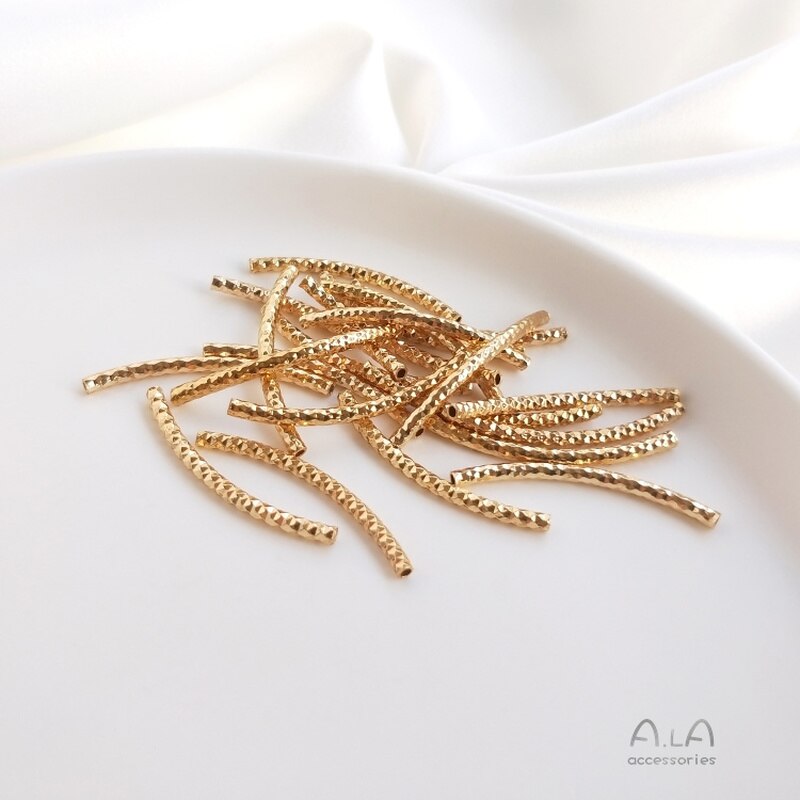 10 Teile/satz 14k Gold Beschichtung Nie Verblassen schneiden Facette Gebogene Rohr S-Förmigen Rohr DIY Handgemachte Armbinde Schnur schmuck Zubehör