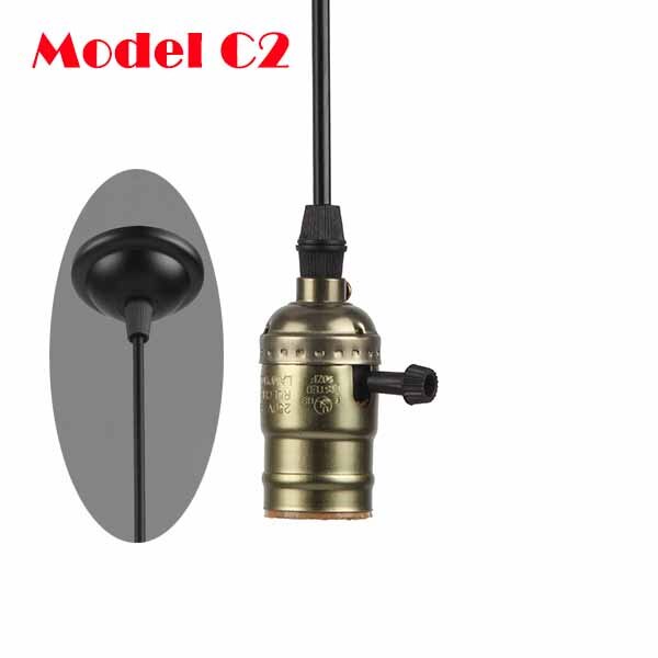 Met Schakelaar/Geen Schakelaar E27/E26 110 V-240 V Vintage Retro Aluminium Schroef Socket Hanger Lamp base Houder Hanglampen [DV5250]: Model C2