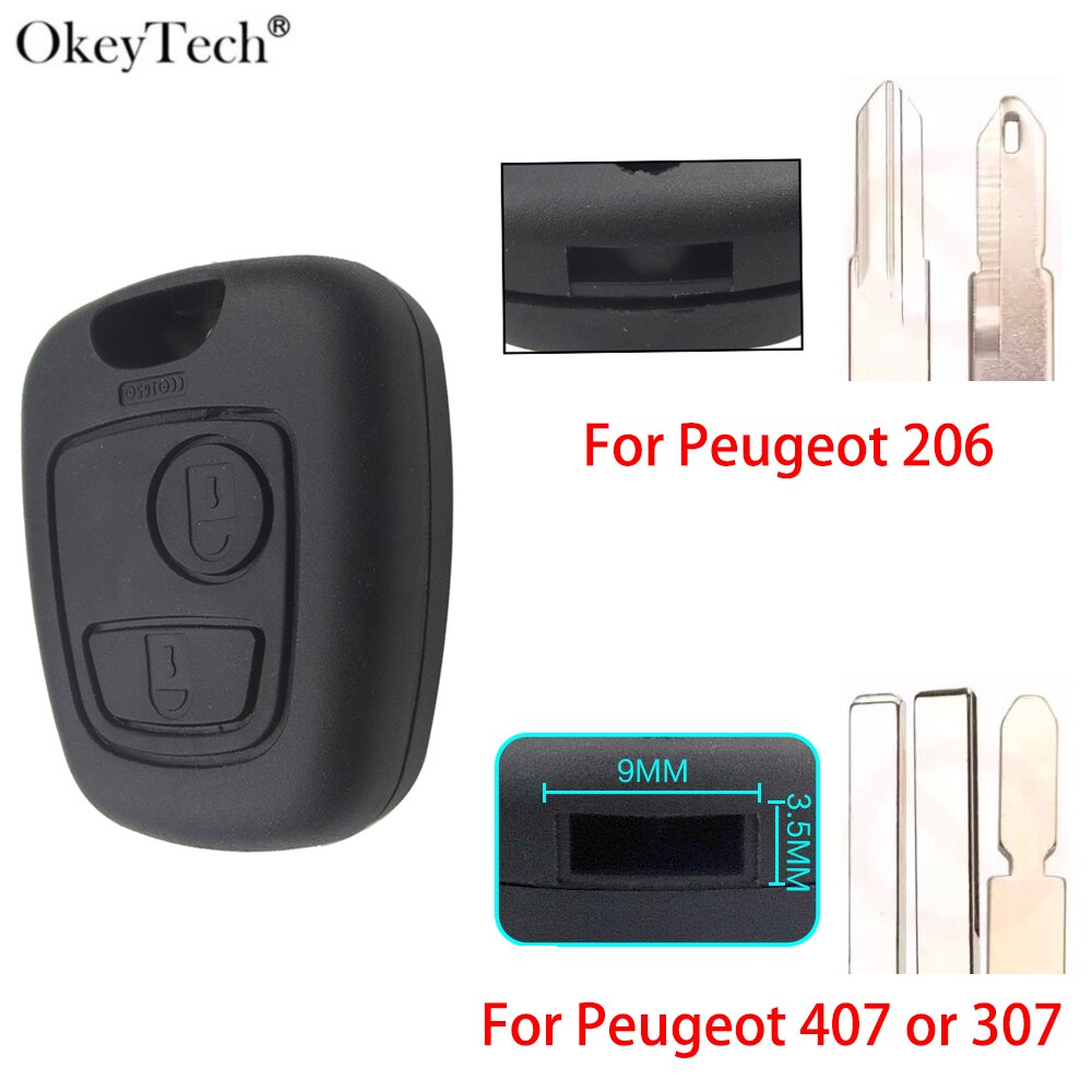 OkeyTech 2BT Remote Car Key Shell Case Fob For Peugeot 206 307 107 207 407 For Citroen C1 C2 C3 C4 XSARA Picasso Replacement Key