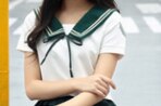 Girl Japanese Uniform Sailor School Uniform Set Plus Size XL White-Green Skirt Short Sleeve Shirt: collar 2 / M