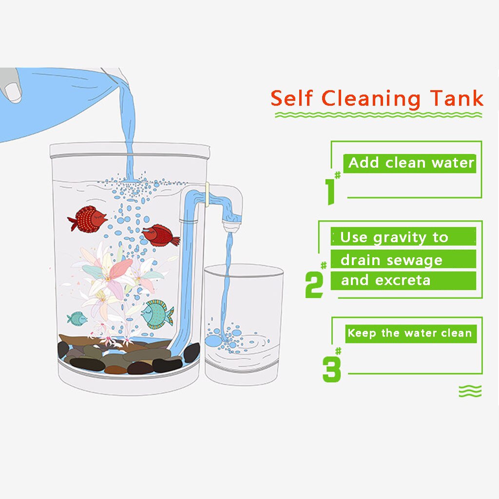 Self Cleaning Tank LED Mini Fish Tank Aquarium Cleaning Convenient for Office Home Decoration Pet Accessories 3.9