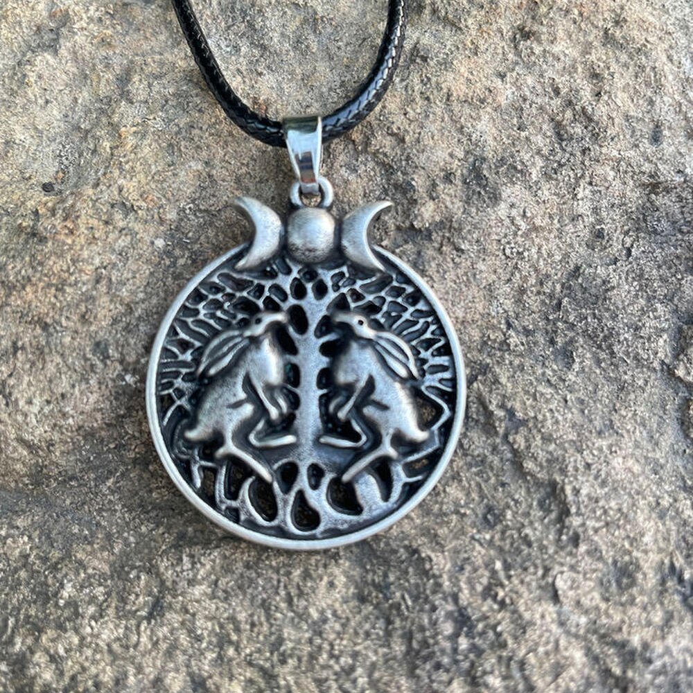 12 stück baum-mond-hase-dreifachmond-keltische-wicca-mandala-ungewöhnliche totemtier-göttin-halskette