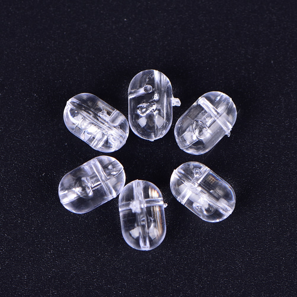 100 stk/parti 5*8mm fiskeplast gennemsigtige klare ovale perler dobbelt perlebor krydsperler