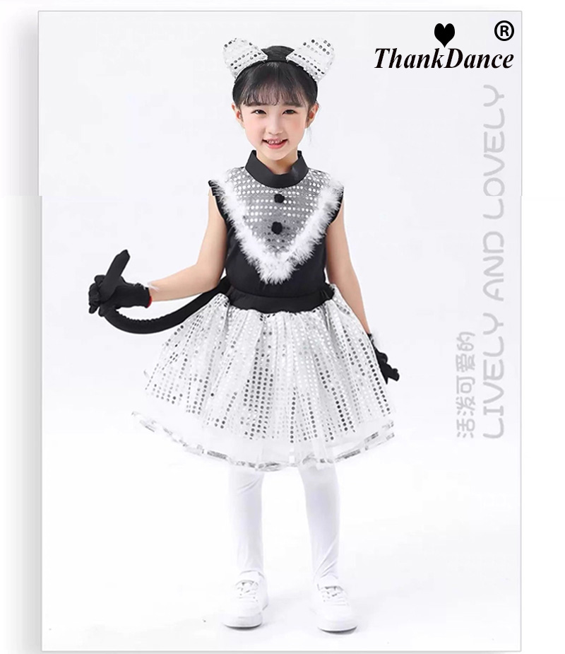 Cute cat cosplay for children, catgirl costumes, girls' and boys' cosplay animal dance costumes for children, halloween clothing