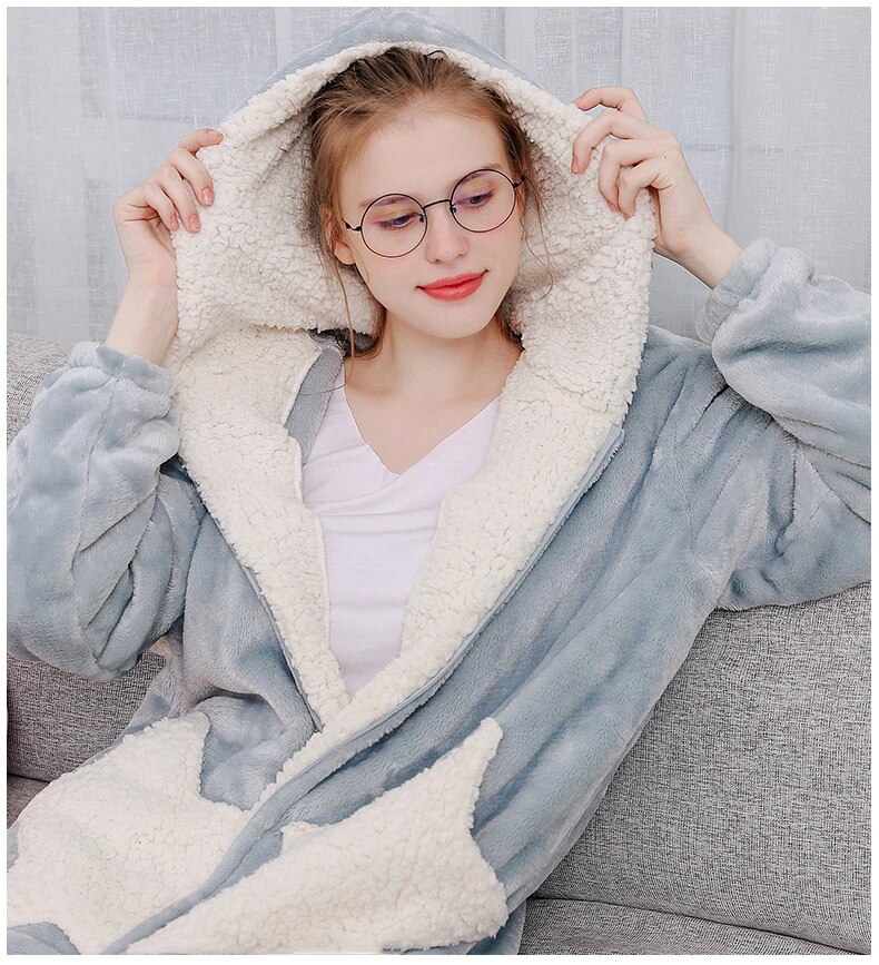 Natkjole til kvinder nattøj kåbe sød forår og efterår tyk dame vinter flannel herre #39 #39 lang koral fleece