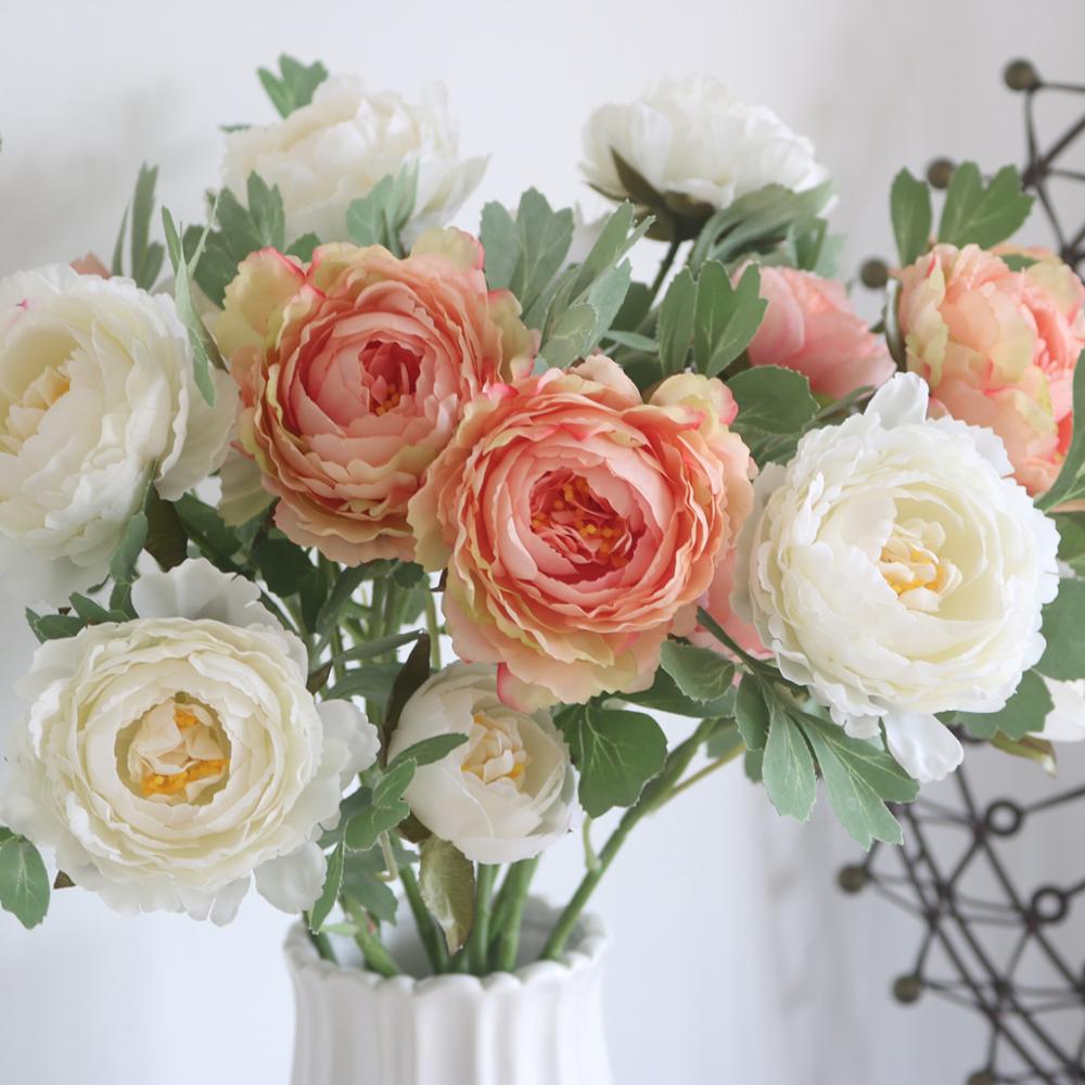 Vacker silke te pion ros blomma | konstgjorda plastblommor för bröllop, hemtillbehör, rumsdekoration