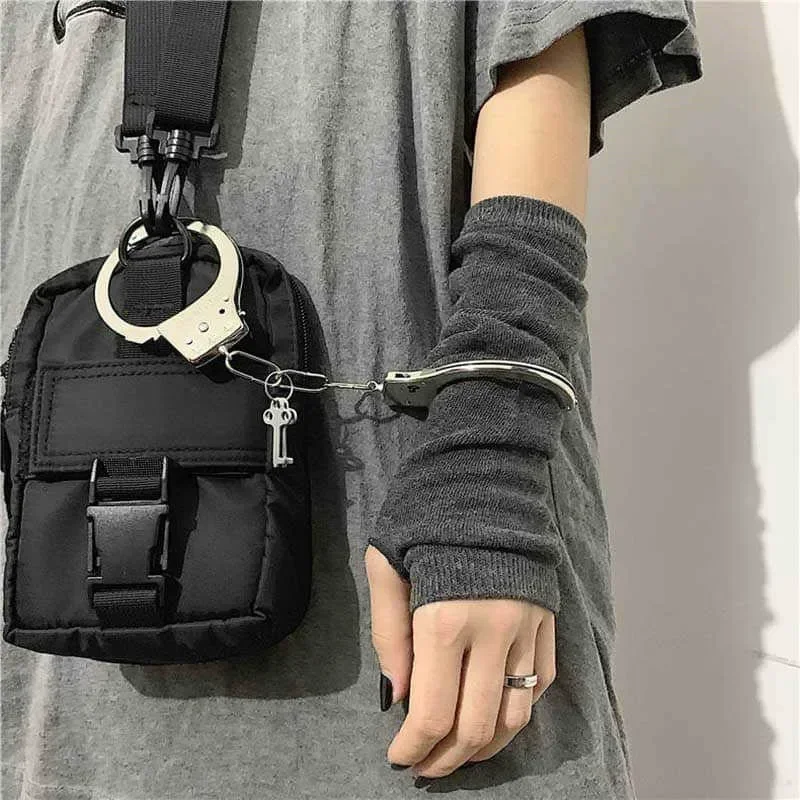 Gant gothique Lolita pour femmes et hommes, couvre-bras, Harajuku, chauffe-bras rayé, sans doigts, Punk, Long bracelet, Y2K, gants pour filles: WHITE