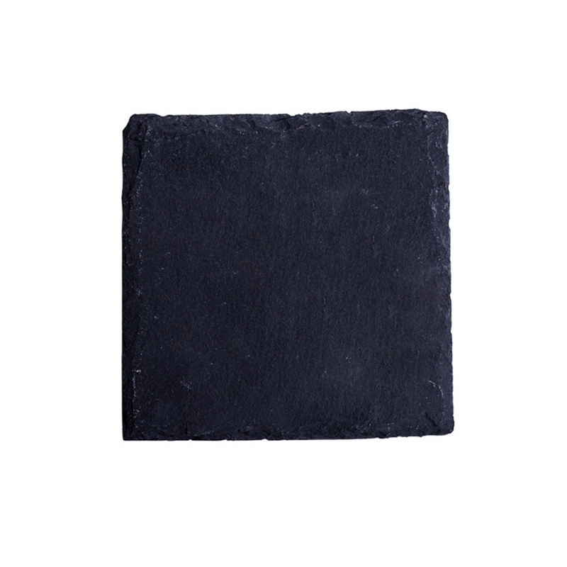 Slate Stone Coasters Rectangle Black Serving Plate For Cake Bar Kitchen Natural Edge Stone Drink Coaster Pad: 150x150mm