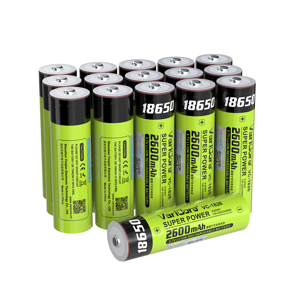 18650 oppladbare batterier 18650 li- ionbatterier 3.7v 2600 mah innebygd batteri i enheten, klasse a-kvalitet varicore-vvv