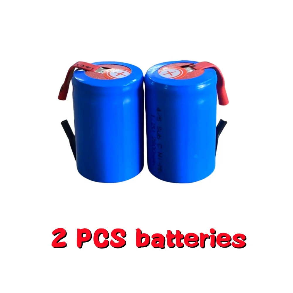 Baterías Ni-MH recargables de alta descarga con pestañas de soldadura, 1,2 V, 2800mAh, 4/5 SC Sub C: Verde