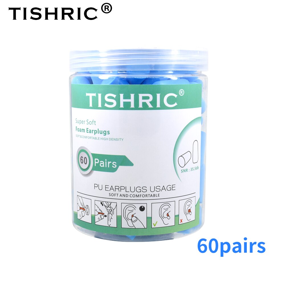 Tishric 60 paar anti-geluid oordopjes, geluidsreductie, slaap oordopjes, slaap oordopjes, oordopjes tegen lawaai: 60 blauwe oordopjes