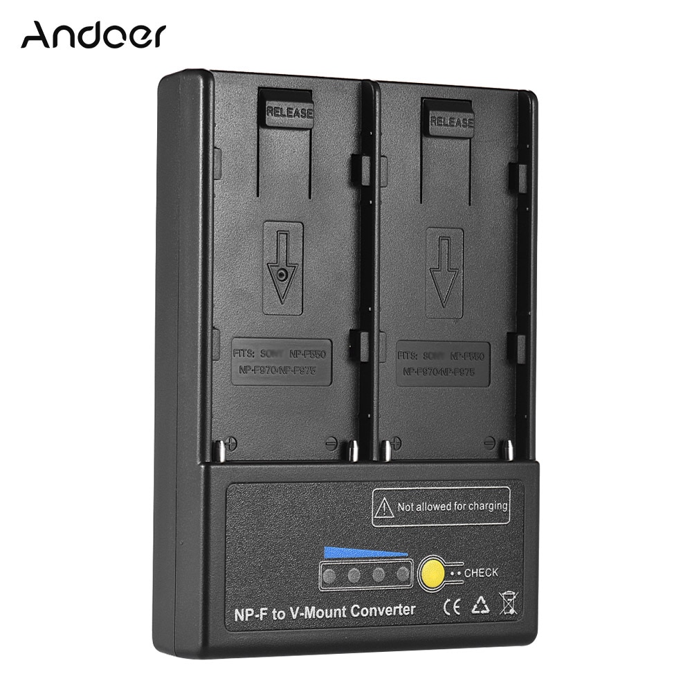 Andoer NP-F naar V-mount Batterij Converter Adapter Plaat met Dual Slot voor NP-F550 NP-F750 NP-F970 Serie