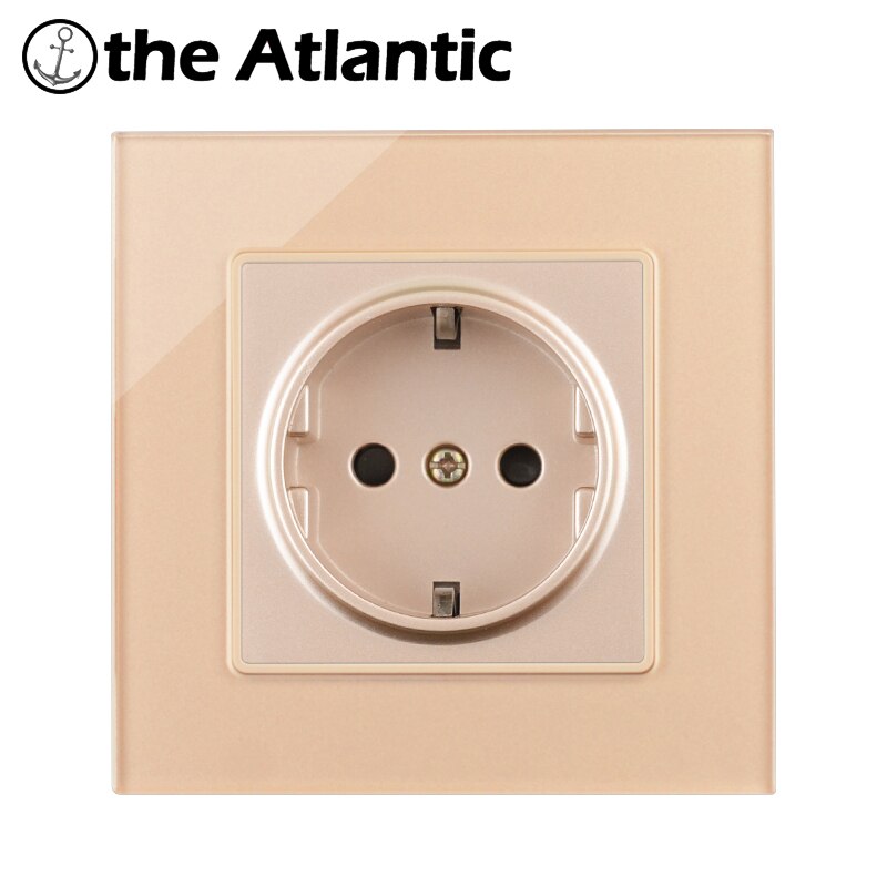 16A EU DE Plug Power Socket Wall Outlet Double Triple Quadruple Socket Gold Glass Frame Russia Spain 86 146 172 258 344 Type