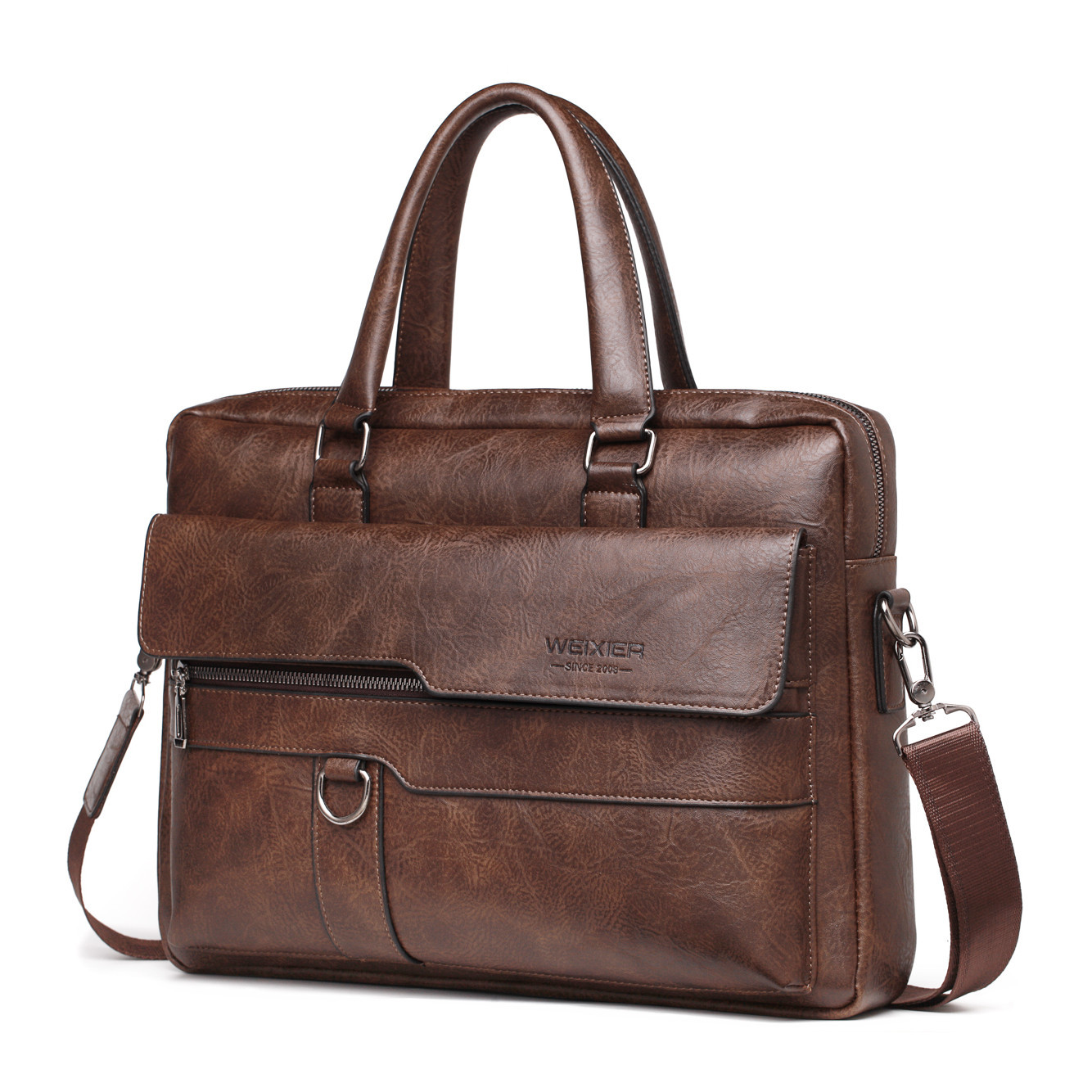 2022 Mannen Aktetas Tas Business Beroemde Pu Lederen Schoudertas Messenger Bags Kantoor Handtas 14 Inch Laptop Tas: dark brown