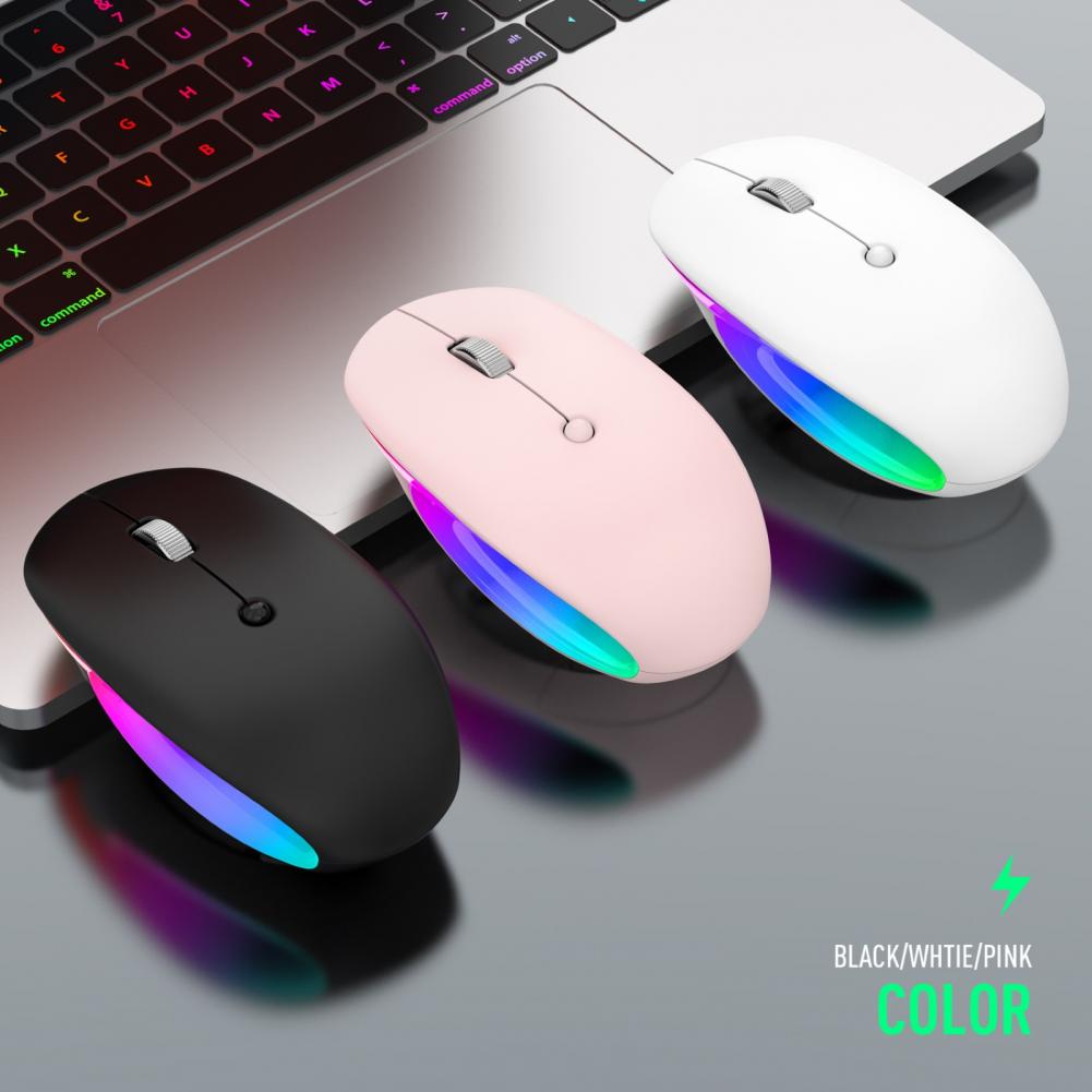 Kabellose bluetooth-maus mit rgb-beleuchtung, wiederaufladbar, leise, ergonomisch, led-hintergrundbeleuchtung, ideal für laptops und pcs.