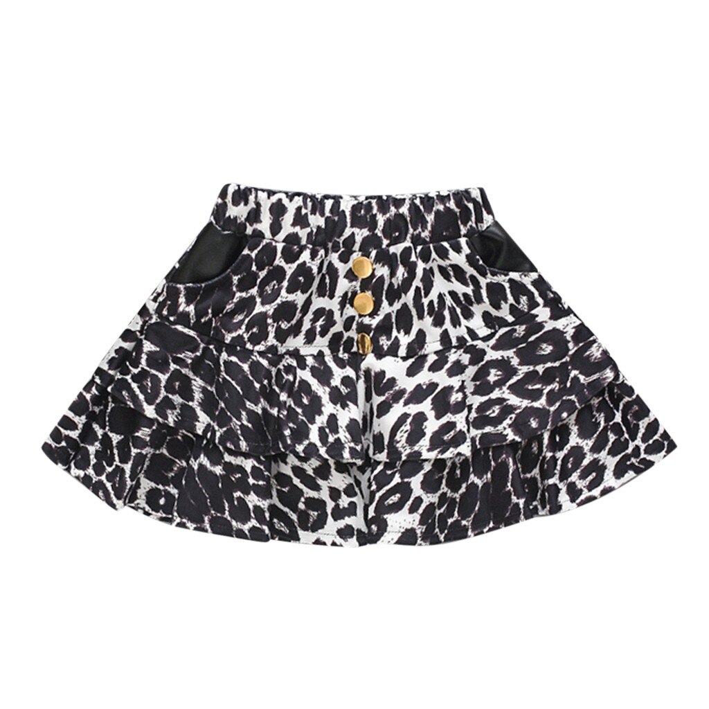 Baby Baby Kids Meisjes Ruche Luipaard Print Rok Overrok Outfits Kleding: WHITE / 4T