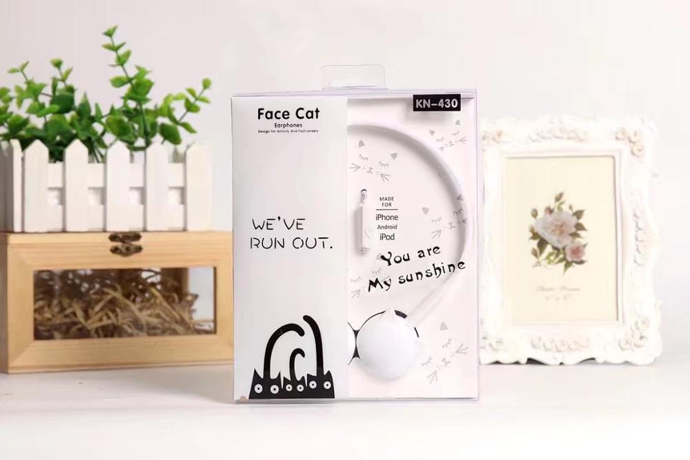 Schattige kattenkoptelefoon, over-ear muis, stereo hoofdtelefoon met microfoon, kinder-dochter oordopjes, headset met retailverpakking: Wit