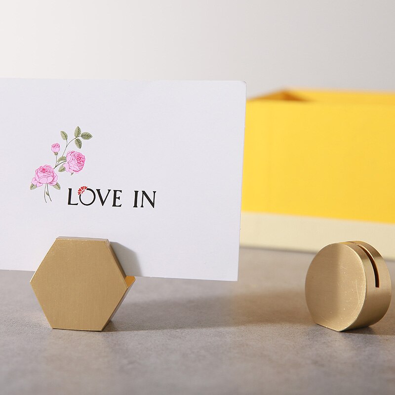 Brass Retro Card Display Stand Picture Photo Clip Business Name Card Base Desk Sign Holder Metal Label Holder Home Decoration