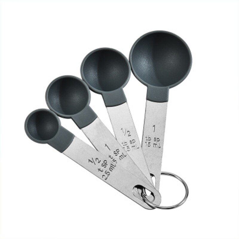 4 Stuks Multifunctionele Lepel Cup Meten Set Geschikt Voor Nemen Koffiebonen Rvs Handvat Keuken Bakken Gadgets: 4pc Gray spoon