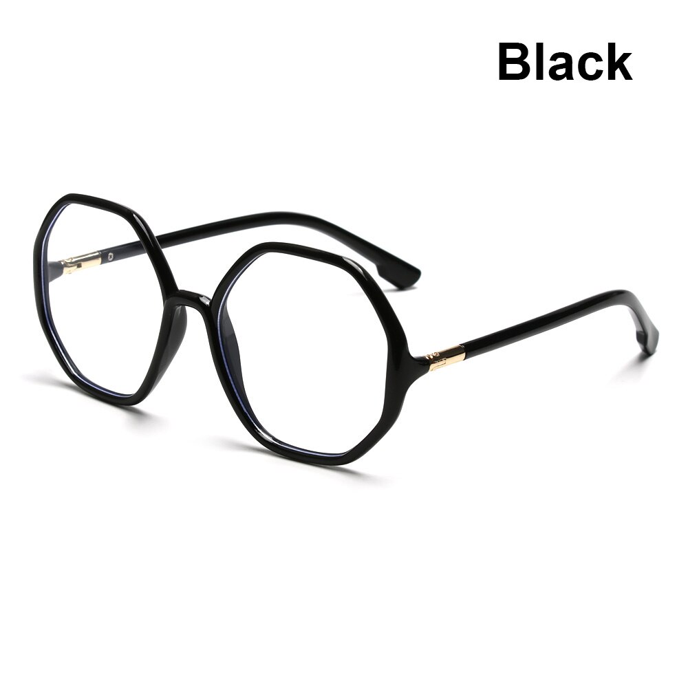 Oversized anti-blauw licht computerbril dames heren vierkant montuur optische bril platte spiegel bril: 1- zwarte