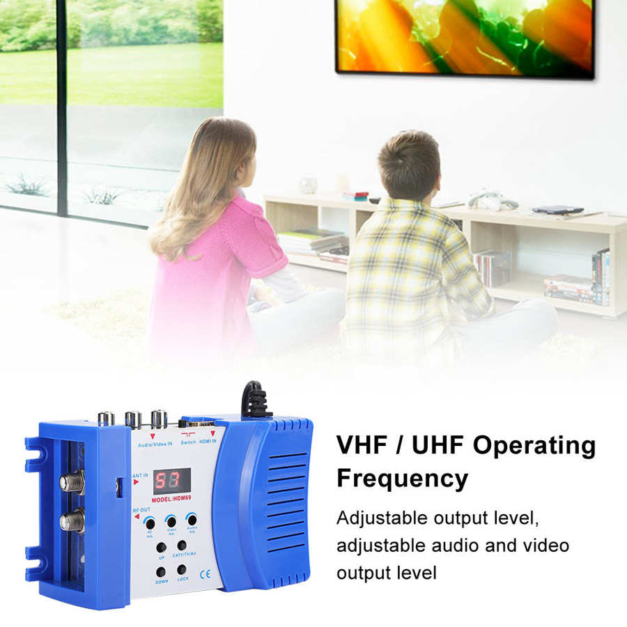 Modulador HDMI HDM69 Digital RF, convertidor AV a RF, modulador portátil estándar VHF UHF PAL/NTSC, enchufe europeo 100-240V