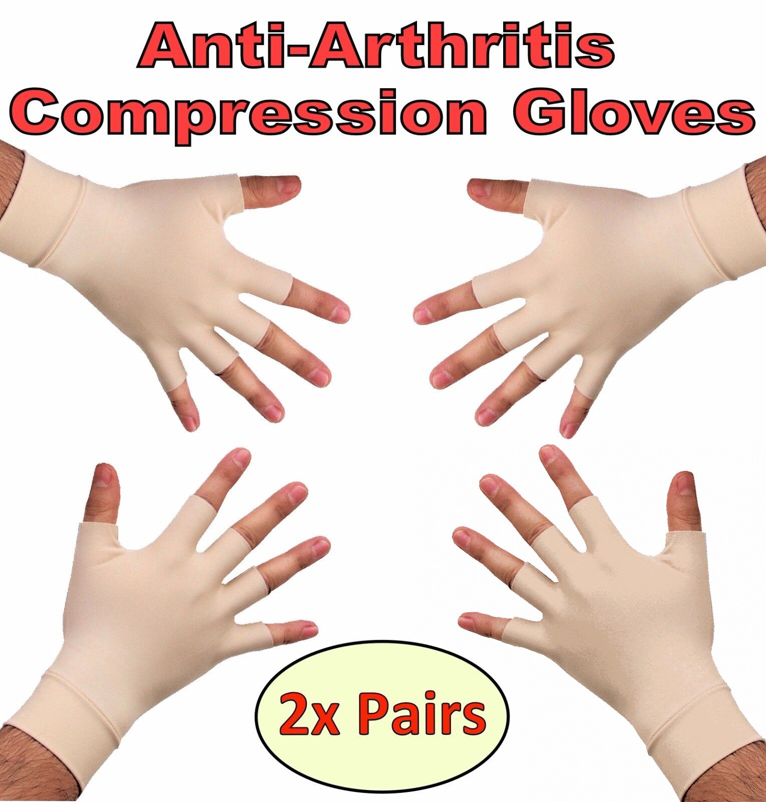 1 Pairs Anti Artritis Gezondheid Therapie Handschoenen Compressie Hand Pijnbestrijding Magnetische Therapie Vingerloze Handschoenen Pols Hand Ondersteuning