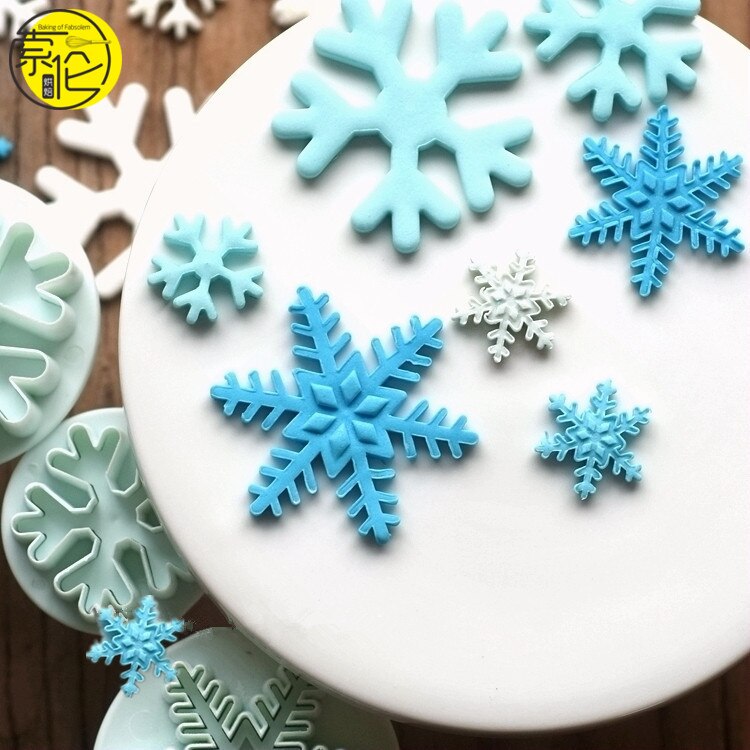 3Pcs Kerst Halloween Snowflake Plunger Mold Cake Decorating Tool Cake Cookie Cutters Fondant Cutter Xmas Decoratie