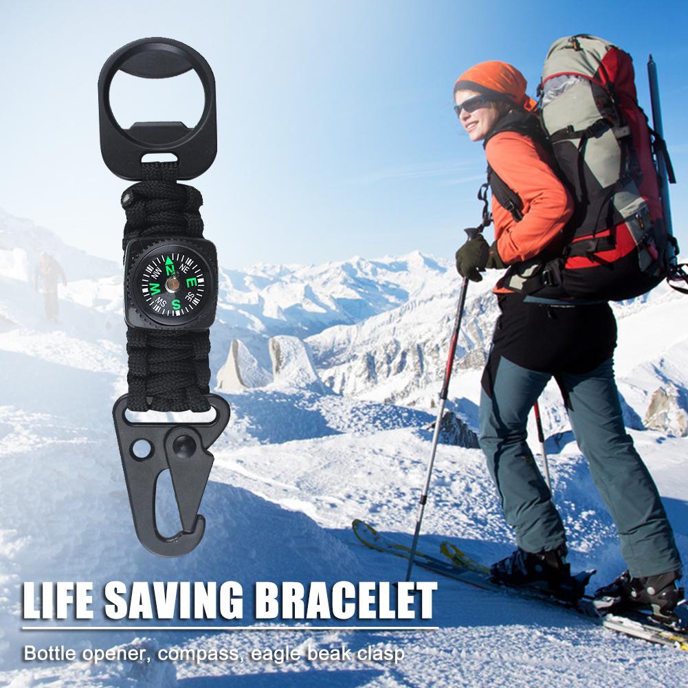 Durable Parachute Cord Keychain Delicate Braided Umbrella Bracelet Outdoor Rescue Parachute Cord Rope Compass Keychain