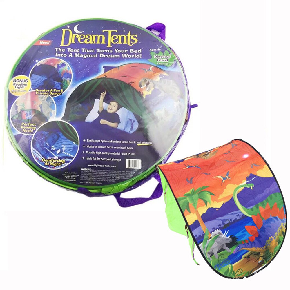 freundlicher Traum Bett Zelte Lagerung Tasche für freundlicher Nacht Schlafen Faltbare Pop hoch Matratze Zelt Spielhaus Spielzeug Bett Moskito Netz: Dinosaurier