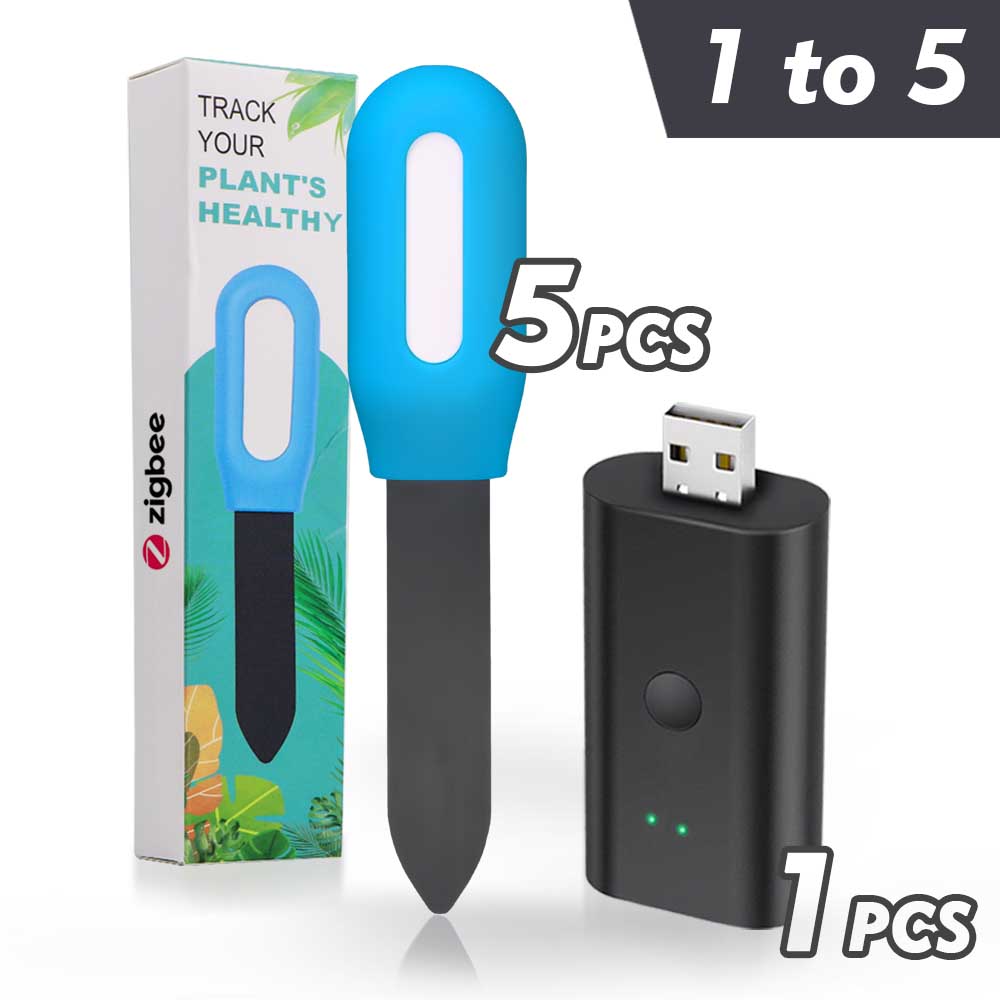 Zigbee Soil Sensor with Gateway Kit Real-Time Soil Moisture & Air Temperature Monitor for Greenhouse Garden Lawns Plants Tester