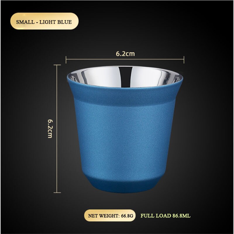 86ml Double Stainless Steel Espresso Cup Insulation Coffee Cup Capsule Shape Cute Cup Coffee Cup British Coffee Cups: light blue