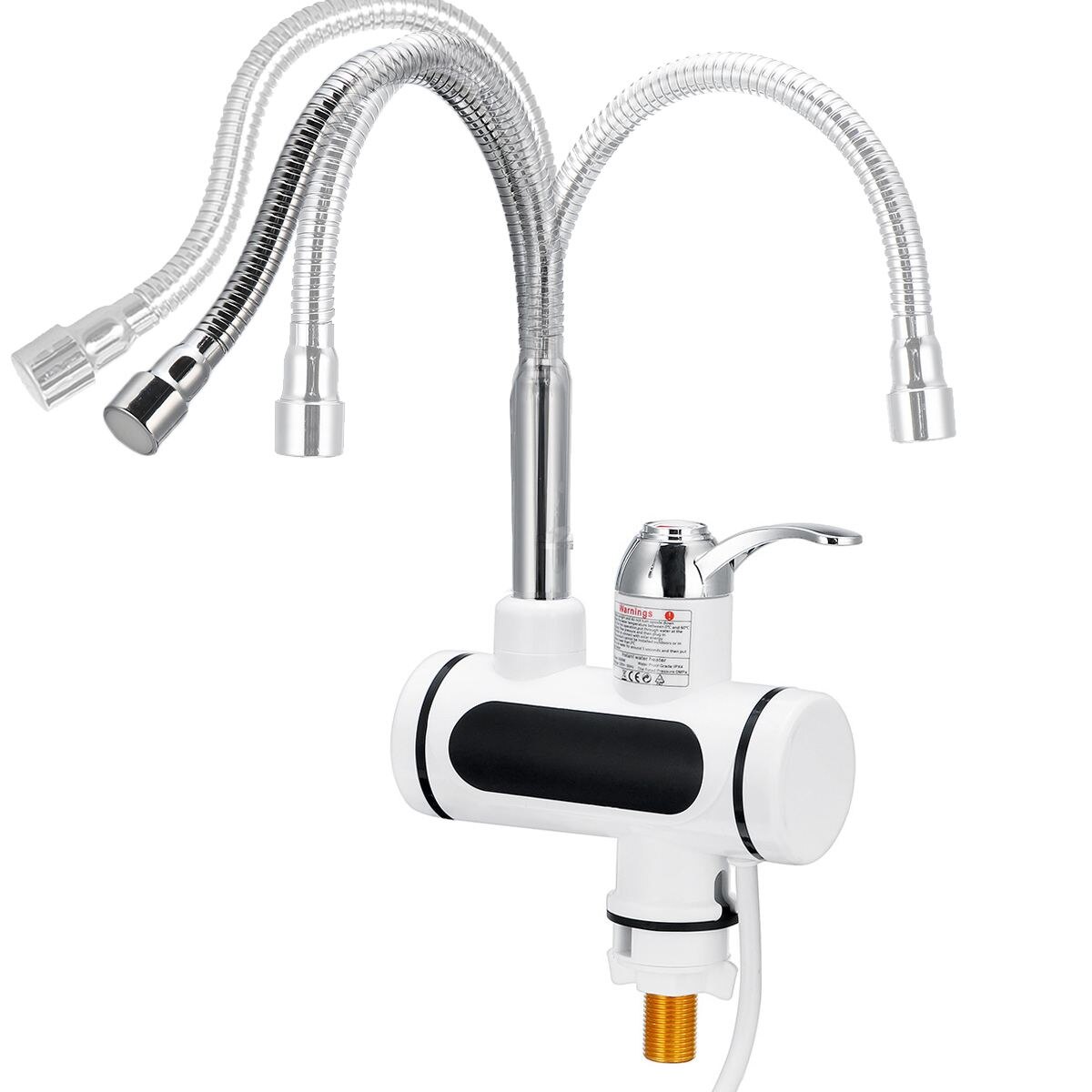 3000W 220V LED Electric Kitchen Water Heated Tap Water Faucet Cold Heating 360 Degree Rotatory Tankless Water Heated: Type 2