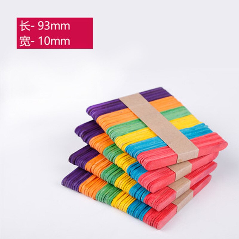 50Pcs/Lot Colorful Ice Cream Sticks Wooden Popsicle Sticks Natural Wood Kids DIY Hand Crafts Art Ice Cream Lolly Cake Tools: Color 93 mm