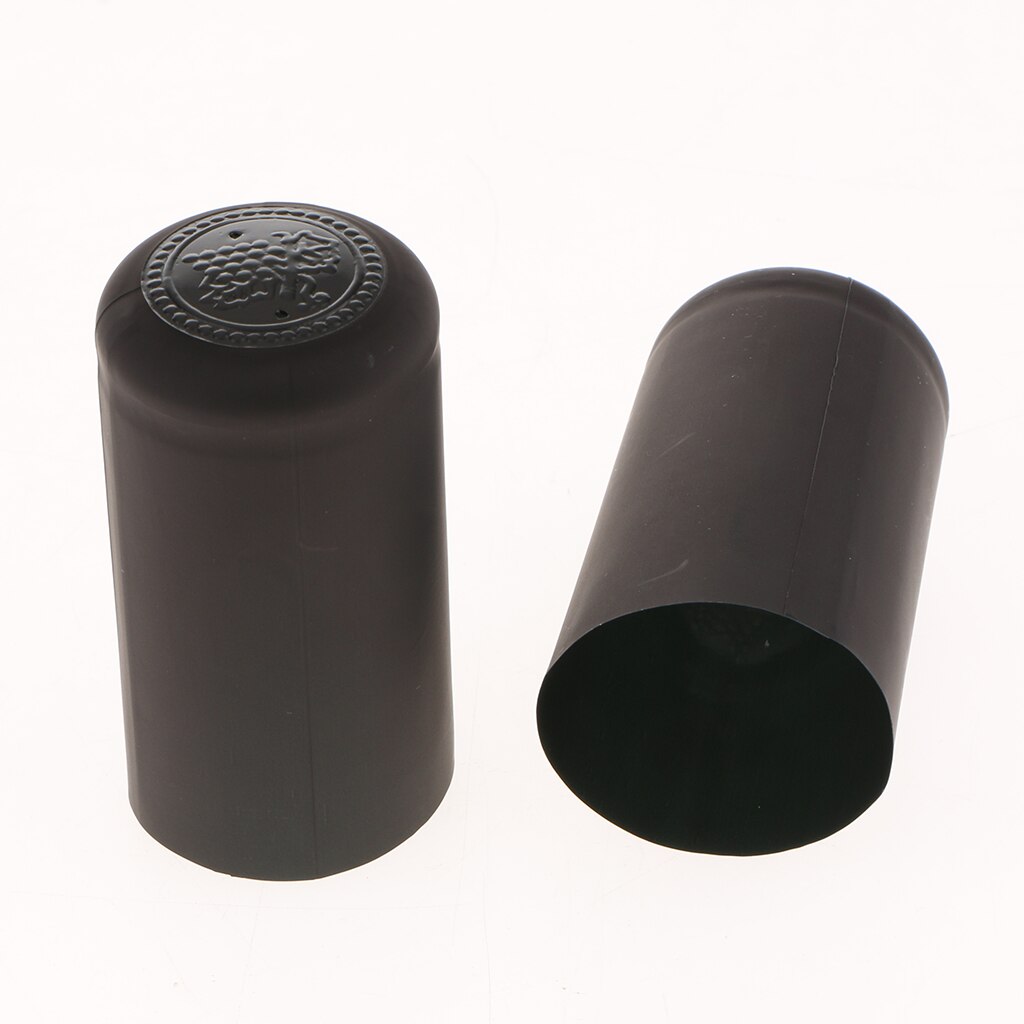 Cápsulas termorretráctiles de PVC 100, tapones retráctiles para vino, botellas de sellados, se pueden sellar y desprender fácilmente con lengüeta desgarradora: 32mm Black
