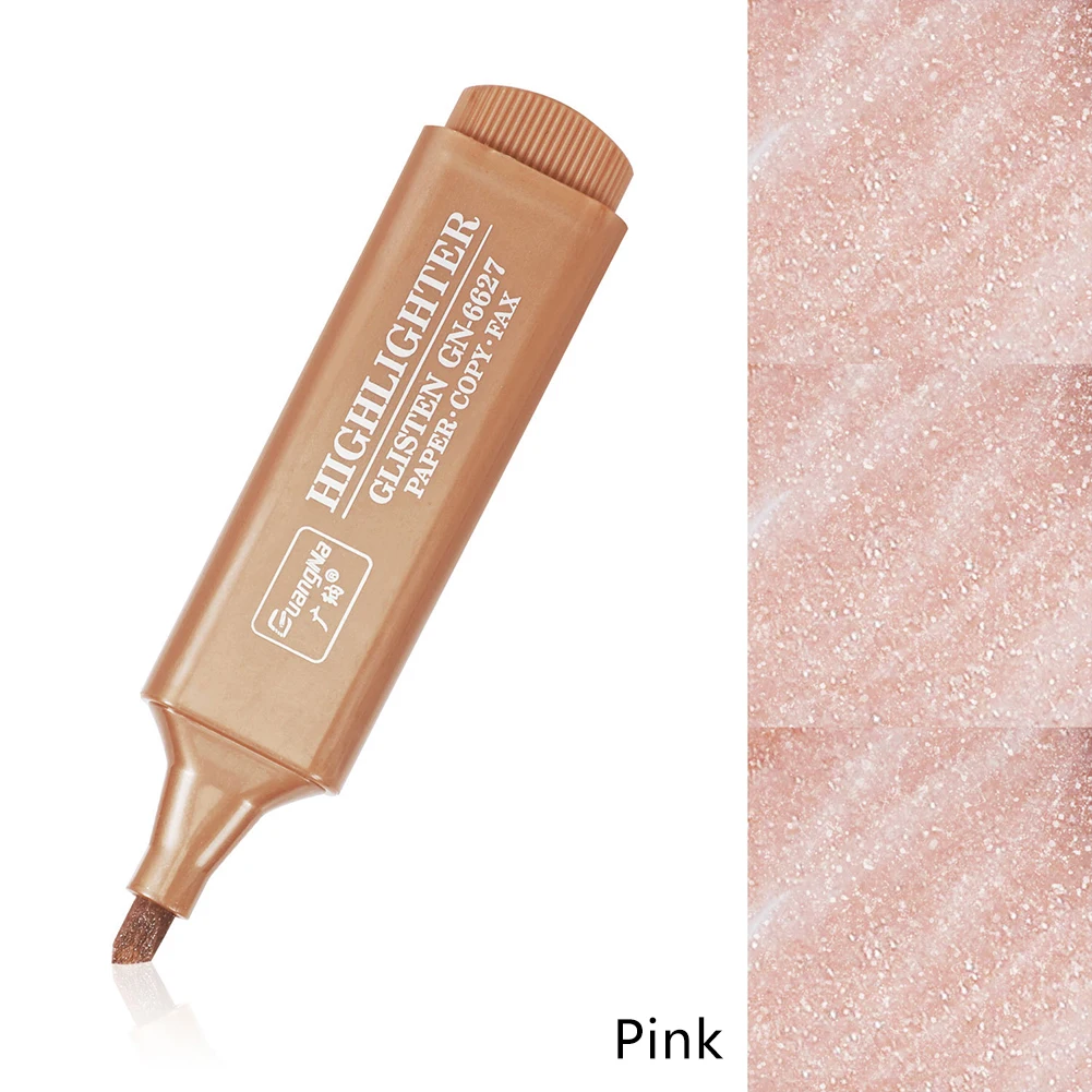 Resaltador metálico, marcadores fluorescentes con purpurina, bolígrafo brillante para tomar notas, 8 colores para diario, suministros para álbum de recortes, arte de dibujo