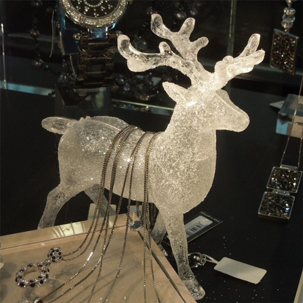 1Pc 14x12CM Transparent Acrylic Christmas Elk Ornament Reindeer Desktop Decoration for Home Store Showcase